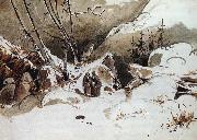 Karl Blechen Alpine Pass in Winter with Monks Germany oil painting artist